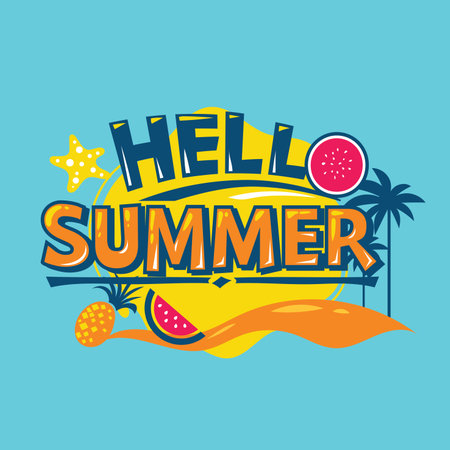 Hello Summer. Vector quote typography design for t-shirt or poster.のイラスト素材