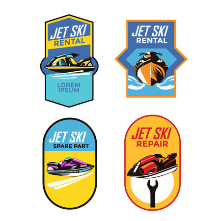 Set of jet ski and water scooter logo. Vector illustration.のイラスト素材