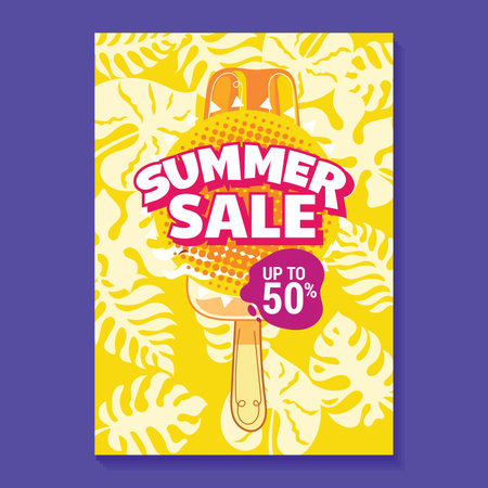 Summer sale banner design template. Summer offer poster. Vector illustration.のイラスト素材