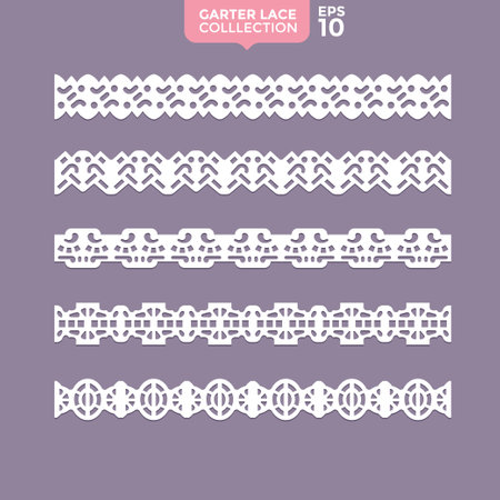 Set of lace borders. Vector illustration. Can be used for laser cutting, plotter cutting or printing.のイラスト素材