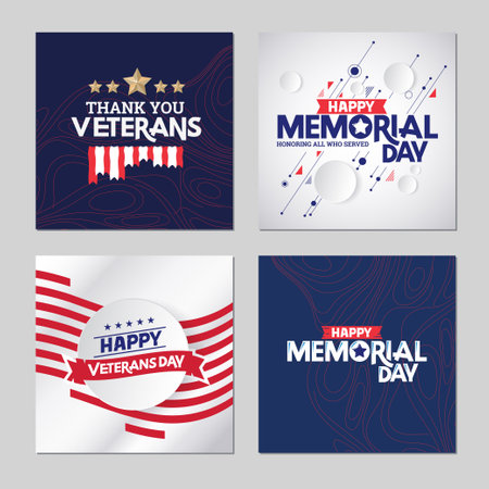 Memorial Day Patriotic Design Set. Vector Illustration EPS10のイラスト素材
