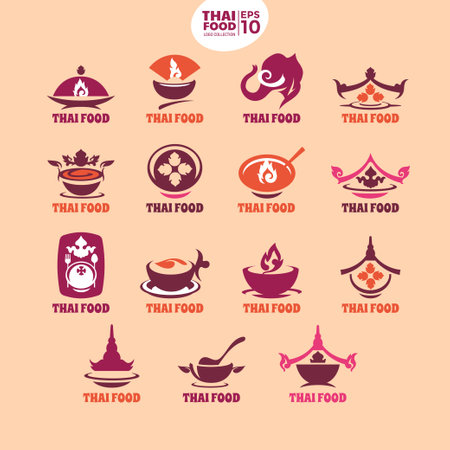 Set of Thai food and cuisine vector icons for your web site designのイラスト素材