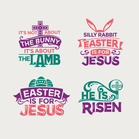 Set of Easter Typographic Design Elements. Vector Illustration EPS10のイラスト素材