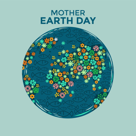Vector illustration of Earth Day. Greeting card with world map.のイラスト素材