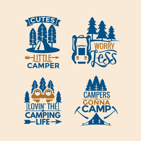Set of camping badges, labels and emblems. Vector illustration.のイラスト素材