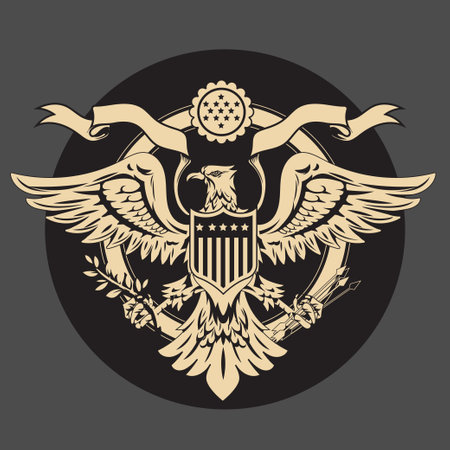 Vintage heraldic coat of arms with eagle, vector illustration.のイラスト素材