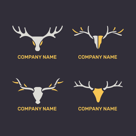 Deer head logo set. Vector illustration of deer head logo.のイラスト素材
