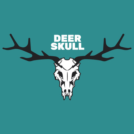 Deer skull with antlers. Wild animal. Vector illustration.のイラスト素材