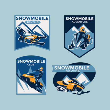 Set of snowmobile logo designs. Collection of snowmobile vector illustrations.のイラスト素材