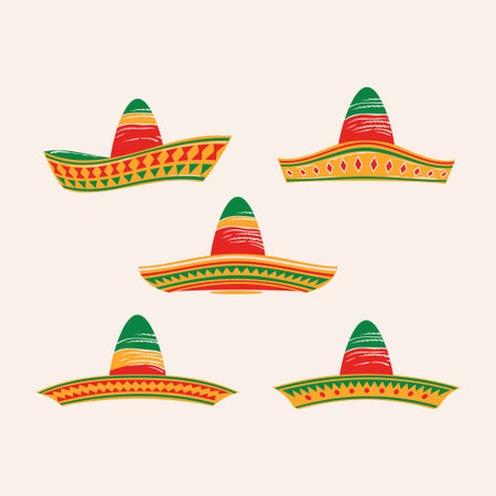 Mexican sombrero icon set. Cinco de mayo vector illustrationのイラスト素材