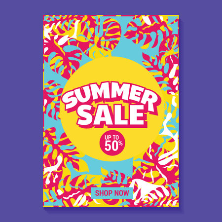 Summer sale poster design template. Vector illustration. Summer sale banner.のイラスト素材