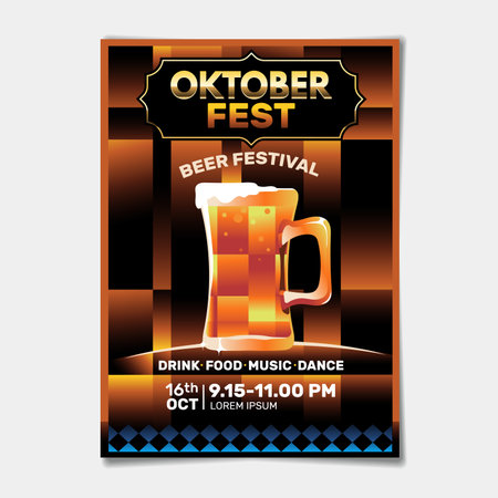 Oktoberfest Beer Festival Flyer Design Template. Vector illustrationのイラスト素材
