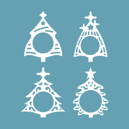 Christmas tree icons set. Vector illustration. New Year and Christmas symbols.のイラスト素材