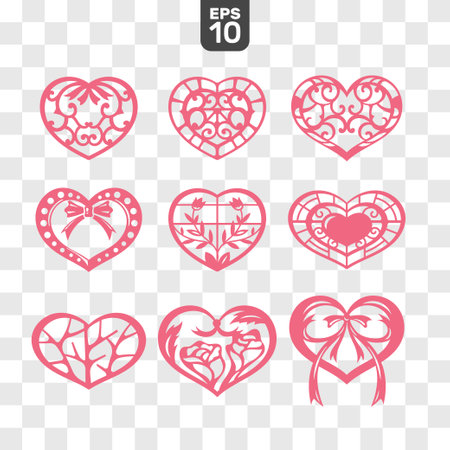 Set of valentine's day heart icons. Vector illustration.のイラスト素材
