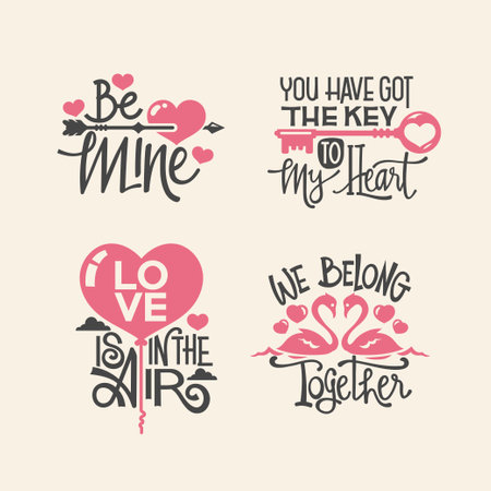 Set of vector valentine's day typography design elements.のイラスト素材