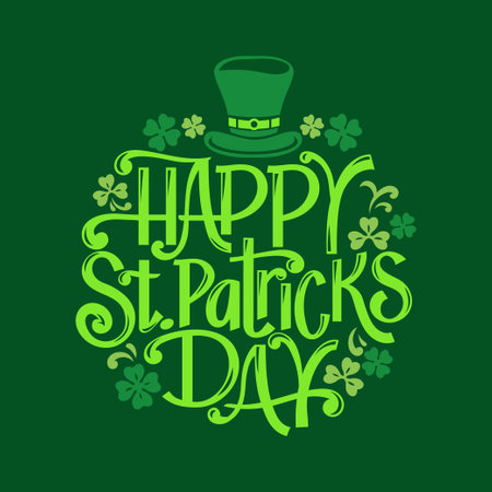 Happy St. Patrick's Day lettering card. Vector illustration.のイラスト素材