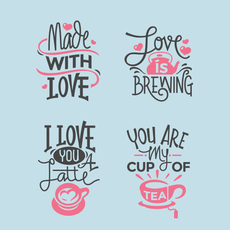 Set of hand drawn lettering quotes about coffee. Vector illustration.のイラスト素材