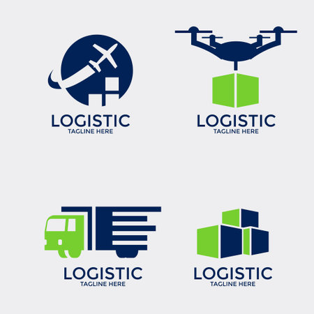 Logos of delivery service. Set of logistic and transportation icon. Vector illustrationのイラスト素材