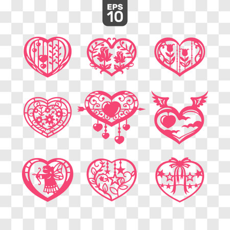 Set of heart icons. Valentines day symbol. Vector illustration.のイラスト素材