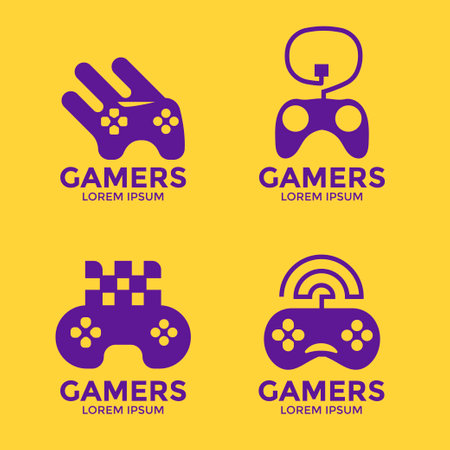 Set of gaming logo design template. Game controller icon. Vector illustrationのイラスト素材
