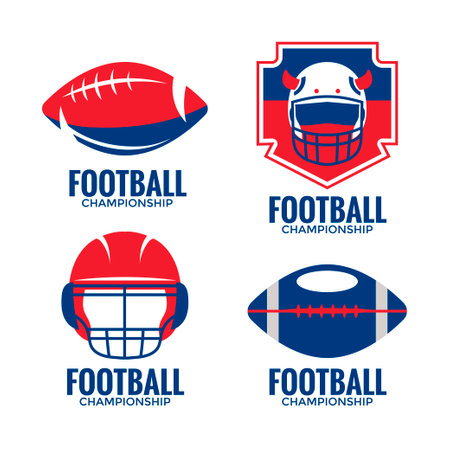 Set of american football logos and emblems. Vector illustration.のイラスト素材