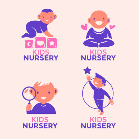 Nursery kids icons set. Vector illustration in flat style.のイラスト素材