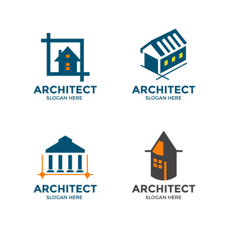 Architecture logo template vector icon illustration design. Building, house, office, home, real estate logo design.のイラスト素材