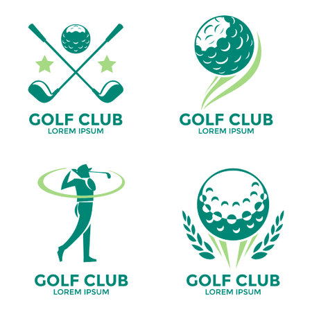 set of golf club logo design template. vector illustration. green colorのイラスト素材