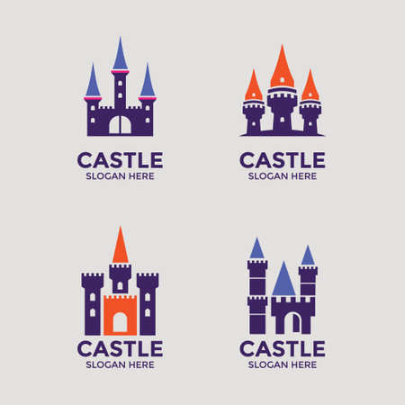 Castle logo set. Vector illustration of a set of castle logo.のイラスト素材