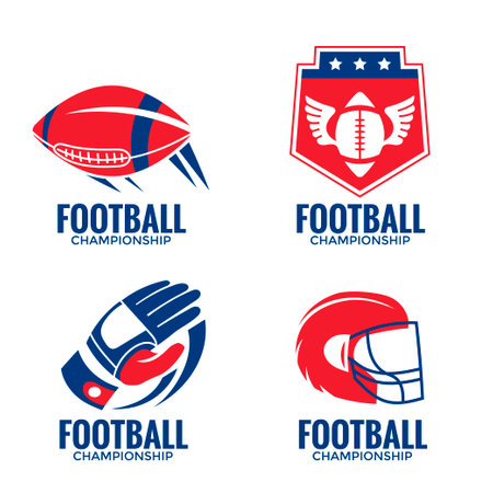 Set of american football sport club logo design. Vector illustration.のイラスト素材