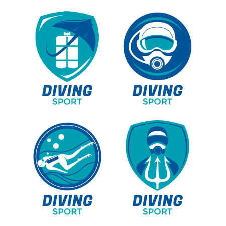 Set of diving and snorkeling icons. Vector illustration.のイラスト素材