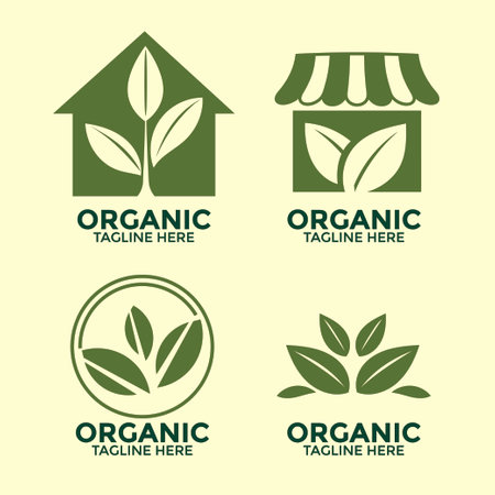 Organic product logo set. Vector design elements for your business.のイラスト素材