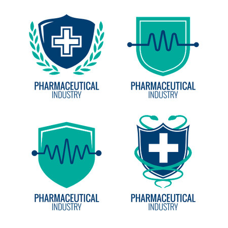 Set of medical and health care vector logos and emblems. Healthcare and medicine icons.のイラスト素材