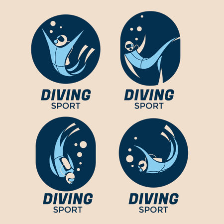Diving and snorkeling icons set. Vector illustration.のイラスト素材