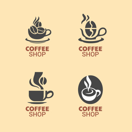 Coffee shop logo set. Coffee shop logo template. Coffee cup vector icon.のイラスト素材