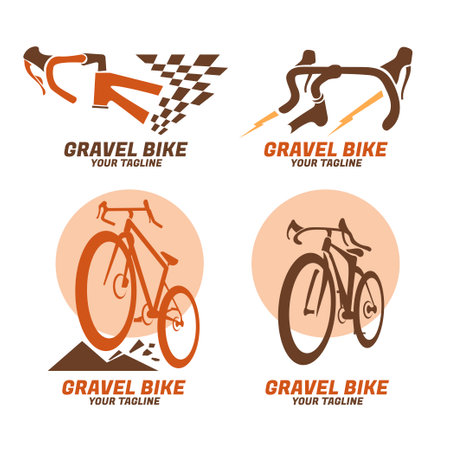 Gravel Bike logo set. Collection of bicycle icons. Vector illustration.のイラスト素材