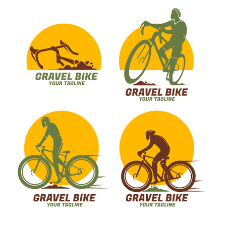 Cyclist logo set. Vector illustration of a cyclist riding a bicycle.のイラスト素材