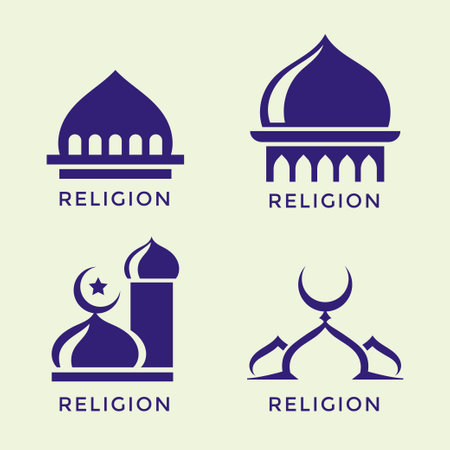 Mosque icon set. Vector illustration. Ramadan Kareem, Eid Mubarak.のイラスト素材