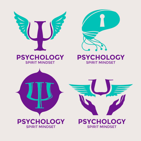 Vector set of Psychology and psychotherapy logos, symbols, emblems and iconsのイラスト素材