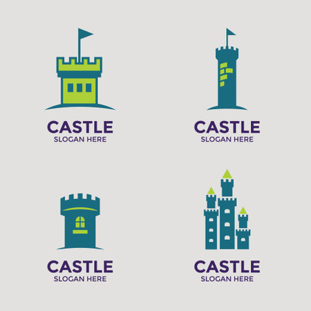 Castle logo set. Vector illustration of a castle and tower.のイラスト素材