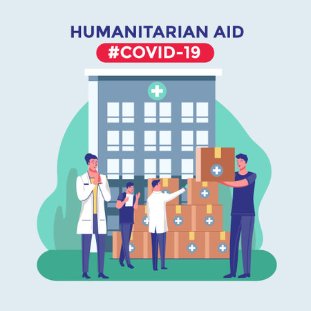 Humanitarian aid concept. Flat illustration of humanitarian aid concept for web designのイラスト素材
