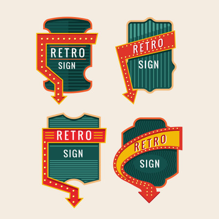 Retro Vintage Labels and Badges Set. Vector Illustrationのイラスト素材