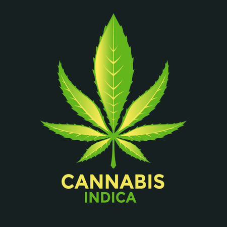 Cannabis logo. Vector illustration of cannabis leaf on dark background.のイラスト素材