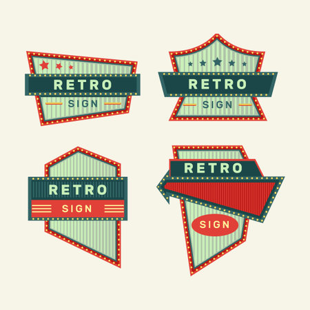 Retro cinema banner set. Vector illustration in flat design style.のイラスト素材