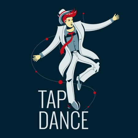 Dancing man. Vector illustration in flat style on dark background.のイラスト素材