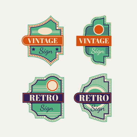 Vintage retro badges and labels set. Vector illustration for your designのイラスト素材