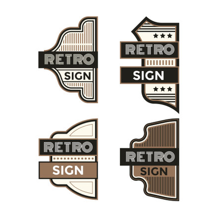 Retro vintage badges and labels set, vector illustration. Retro design elements.のイラスト素材