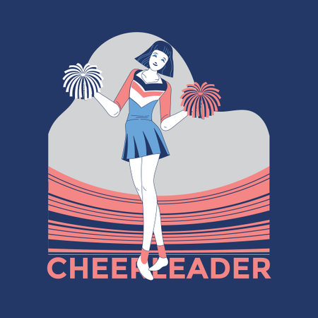 Cheerleader. Girl with a fan in her hands. Vector illustrationのイラスト素材