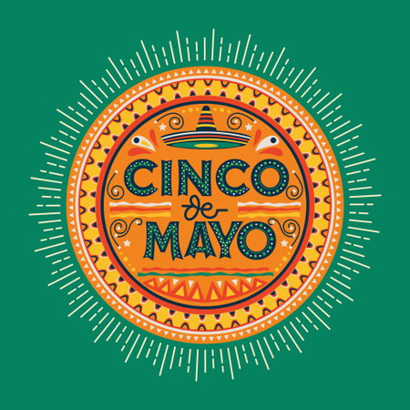 Cinco de mayo card, mexican holiday vector illustrationのイラスト素材