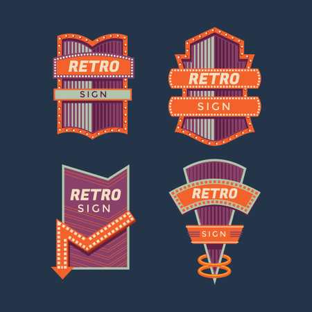 Retro cinema banner set. Vector illustration in flat design style.のイラスト素材